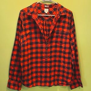 J Crew Flannel Plaid Quarter Button Down